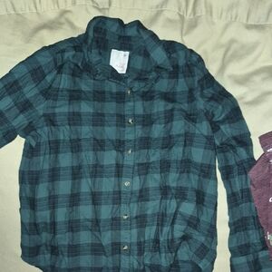 SO Green and Black Plaid Women's Top